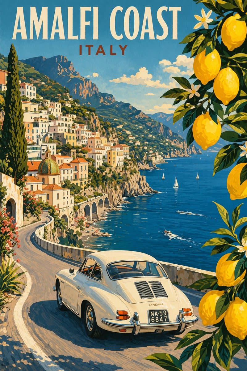 Travel poster composition